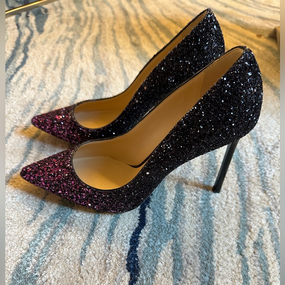 Jimmy Choo Glitter Heels - Black and Purple